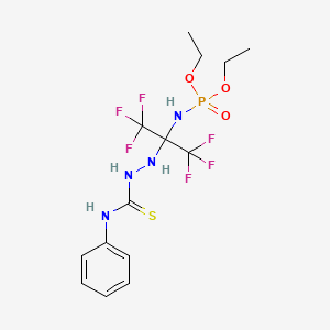 molecular formula C14H19F6N4O3PS B2910887 1-[[2-(Diethoxyphosphorylamino)-1,1,1,3,3,3-hexafluoropropan-2-yl]amino]-3-phenylthiourea CAS No. 213257-88-6