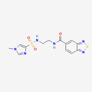molecular formula C13H14N6O3S2 B2910899 N-(2-(1-methyl-1H-imidazole-4-sulfonamido)ethyl)benzo[c][1,2,5]thiadiazole-5-carboxamide CAS No. 1788833-93-1