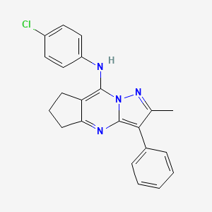 molecular formula C22H19ClN4 B2910908 N-(4-chlorophenyl)-2-methyl-3-phenyl-6,7-dihydro-5H-cyclopenta[d]pyrazolo[1,5-a]pyrimidin-8-amine CAS No. 899395-54-1