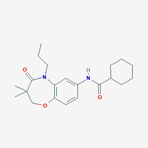 molecular formula C21H30N2O3 B2910912 N-(3,3-dimethyl-4-oxo-5-propyl-2,3,4,5-tetrahydrobenzo[b][1,4]oxazepin-7-yl)cyclohexanecarboxamide CAS No. 921521-62-2