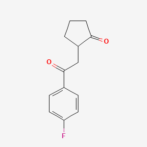 molecular formula C13H13FO2 B2910919 2-[2-(4-Fluorophenyl)-2-oxoethyl]-1-cyclopentanone CAS No. 1400636-29-4