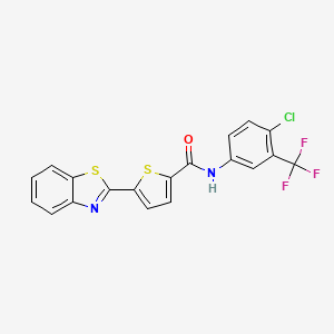 molecular formula C19H10ClF3N2OS2 B2910920 5-(1,3-benzothiazol-2-yl)-N-[4-chloro-3-(trifluoromethyl)phenyl]thiophene-2-carboxamide CAS No. 571153-25-8
