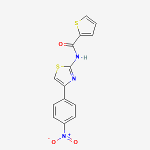 molecular formula C14H9N3O3S2 B2910922 N-[(2E)-4-(4-nitrophenyl)-2,3-dihydro-1,3-thiazol-2-ylidene]thiophene-2-carboxamide CAS No. 313403-67-7