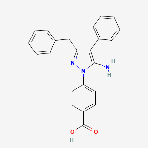 molecular formula C23H19N3O2 B2910930 4-(5-amino-3-benzyl-4-phenyl-1H-pyrazol-1-yl)benzoic acid CAS No. 944791-76-8