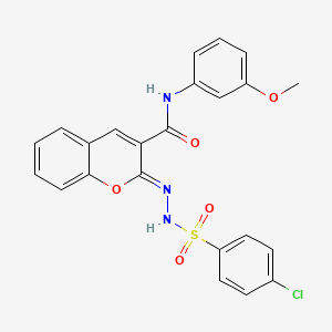 molecular formula C23H18ClN3O5S B2910933 (2Z)-2-[(4-chlorophenyl)sulfonylhydrazinylidene]-N-(3-methoxyphenyl)chromene-3-carboxamide CAS No. 866348-04-1