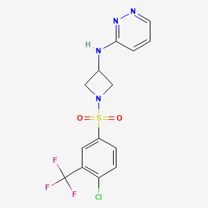 molecular formula C14H12ClF3N4O2S B2910935 N-{1-[4-chloro-3-(trifluoromethyl)benzenesulfonyl]azetidin-3-yl}pyridazin-3-amine CAS No. 2097883-35-5