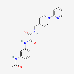 molecular formula C21H25N5O3 B2910952 N1-(3-acetamidophenyl)-N2-((1-(pyridin-2-yl)piperidin-4-yl)methyl)oxalamide CAS No. 1235005-66-9