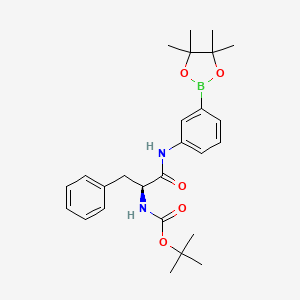 molecular formula C26H35BN2O5 B2910958 {2-Phenyl-1-[3-(4,4,5,5-tetramethyl-[1,3,2]dioxaborolan-2-yl)-phenylcarbamoyl]-ethyl}-carbamic acid tert-butyl ester CAS No. 2096996-88-0