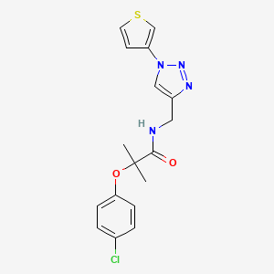 2-(4-chlorophenoxy)-2-methyl-N-((1-(thiophen-3-yl)-1H-1,2,3-triazol-4-yl)methyl)propanamide