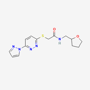 2-((6-(1H-pyrazol-1-yl)pyridazin-3-yl)thio)-N-((tetrahydrofuran-2-yl)methyl)acetamide