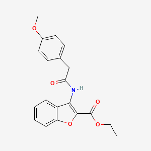 molecular formula C20H19NO5 B2910984 Ethyl 3-(2-(4-methoxyphenyl)acetamido)benzofuran-2-carboxylate CAS No. 847406-07-9