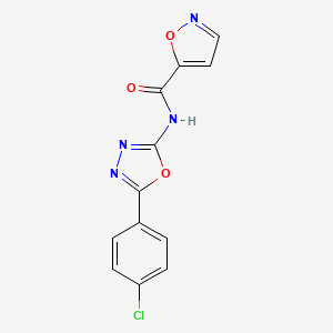 molecular formula C12H7ClN4O3 B2910991 N-(5-(4-chlorophenyl)-1,3,4-oxadiazol-2-yl)isoxazole-5-carboxamide CAS No. 941869-19-8