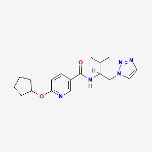 molecular formula C18H25N5O2 B2911000 6-(cyclopentyloxy)-N-(3-methyl-1-(1H-1,2,3-triazol-1-yl)butan-2-yl)nicotinamide CAS No. 2034334-93-3