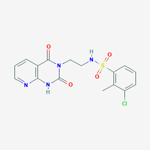 molecular formula C16H15ClN4O4S B2911006 3-chloro-N-(2-(2,4-dioxo-1,2-dihydropyrido[2,3-d]pyrimidin-3(4H)-yl)ethyl)-2-methylbenzenesulfonamide CAS No. 2034271-85-5