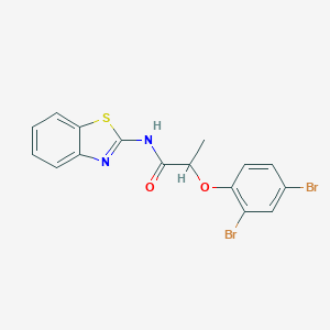 molecular formula C16H12Br2N2O2S B291101 N-(1,3-benzothiazol-2-yl)-2-(2,4-dibromophenoxy)propanamide 