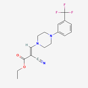 molecular formula C17H18F3N3O2 B2911028 ethyl (2E)-2-cyano-3-{4-[3-(trifluoromethyl)phenyl]piperazin-1-yl}prop-2-enoate CAS No. 1025533-14-5