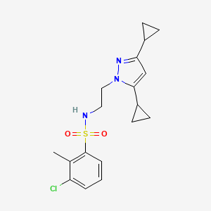 molecular formula C18H22ClN3O2S B2911046 3-chloro-N-(2-(3,5-dicyclopropyl-1H-pyrazol-1-yl)ethyl)-2-methylbenzenesulfonamide CAS No. 2319838-67-8