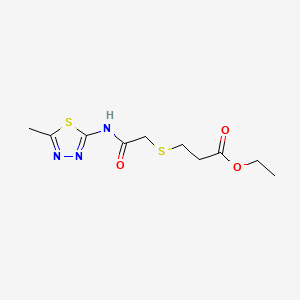 molecular formula C10H15N3O3S2 B2911050 Ethyl 3-[2-[(5-methyl-1,3,4-thiadiazol-2-yl)amino]-2-oxoethyl]sulfanylpropanoate CAS No. 403836-38-4