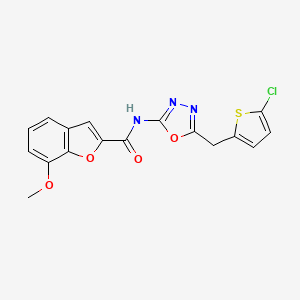 N-(5-((5-chlorothiophen-2-yl)methyl)-1,3,4-oxadiazol-2-yl)-7-methoxybenzofuran-2-carboxamide