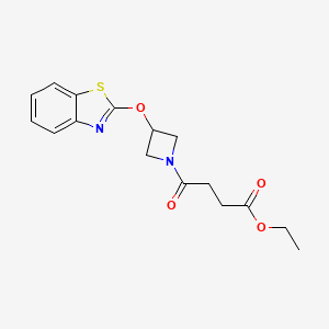 molecular formula C16H18N2O4S B2911086 Ethyl 4-(3-(benzo[d]thiazol-2-yloxy)azetidin-1-yl)-4-oxobutanoate CAS No. 1797587-32-6