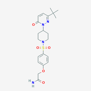 molecular formula C21H28N4O5S B2911095 2-[4-[4-(3-Tert-butyl-6-oxopyridazin-1-yl)piperidin-1-yl]sulfonylphenoxy]acetamide CAS No. 2379972-35-5