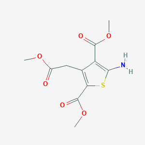 molecular formula C11H13NO6S B2911100 Dimethyl 5-amino-3-(2-methoxy-2-oxoethyl)thiophene-2,4-dicarboxylate CAS No. 338393-14-9