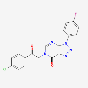 molecular formula C18H11ClFN5O2 B2911103 6-[2-(4-Chlorophenyl)-2-oxoethyl]-3-(4-fluorophenyl)triazolo[4,5-d]pyrimidin-7-one CAS No. 863019-64-1