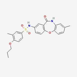 molecular formula C24H24N2O5S B2911107 3-methyl-N-(8-methyl-11-oxo-10,11-dihydrodibenzo[b,f][1,4]oxazepin-2-yl)-4-propoxybenzenesulfonamide CAS No. 921898-15-9