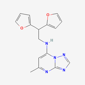 molecular formula C16H15N5O2 B2911115 N-[2,2-Bis(furan-2-yl)ethyl]-5-methyl-[1,2,4]triazolo[1,5-a]pyrimidin-7-amine CAS No. 2380190-58-7
