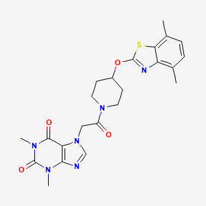 molecular formula C23H26N6O4S B2911117 7-(2-(4-((4,7-dimethylbenzo[d]thiazol-2-yl)oxy)piperidin-1-yl)-2-oxoethyl)-1,3-dimethyl-1H-purine-2,6(3H,7H)-dione CAS No. 1286696-93-2