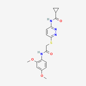 molecular formula C18H20N4O4S B2911122 N-(6-((2-((2,4-dimethoxyphenyl)amino)-2-oxoethyl)thio)pyridazin-3-yl)cyclopropanecarboxamide CAS No. 1021090-74-3