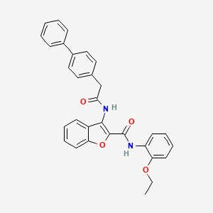 molecular formula C31H26N2O4 B2911126 3-(2-([1,1'-biphenyl]-4-yl)acetamido)-N-(2-ethoxyphenyl)benzofuran-2-carboxamide CAS No. 888450-76-8