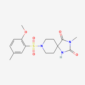 molecular formula C16H21N3O5S B2911151 8-((2-Methoxy-5-methylphenyl)sulfonyl)-3-methyl-1,3,8-triazaspiro[4.5]decane-2,4-dione CAS No. 942006-77-1