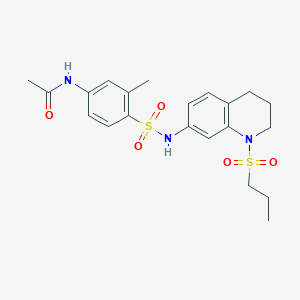 molecular formula C21H27N3O5S2 B2911161 N-(3-methyl-4-(N-(1-(propylsulfonyl)-1,2,3,4-tetrahydroquinolin-7-yl)sulfamoyl)phenyl)acetamide CAS No. 941945-07-9
