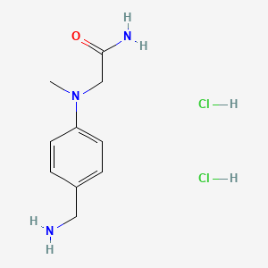 molecular formula C10H17Cl2N3O B2911162 2-{[4-(Aminomethyl)phenyl](methyl)amino}acetamide dihydrochloride CAS No. 2044713-07-5