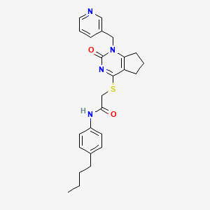 molecular formula C25H28N4O2S B2911176 N-(4-butylphenyl)-2-((2-oxo-1-(pyridin-3-ylmethyl)-2,5,6,7-tetrahydro-1H-cyclopenta[d]pyrimidin-4-yl)thio)acetamide CAS No. 899746-93-1