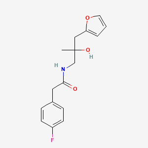 molecular formula C16H18FNO3 B2911177 2-(4-fluorophenyl)-N-(3-(furan-2-yl)-2-hydroxy-2-methylpropyl)acetamide CAS No. 1795484-07-9