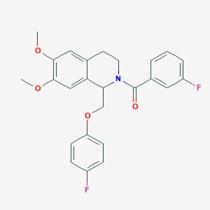 molecular formula C25H23F2NO4 B2911184 (1-((4-fluorophenoxy)methyl)-6,7-dimethoxy-3,4-dihydroisoquinolin-2(1H)-yl)(3-fluorophenyl)methanone CAS No. 486426-32-8