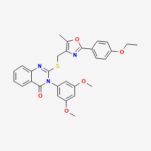 molecular formula C29H27N3O5S B2911208 3-(3,5-dimethoxyphenyl)-2-(((2-(4-ethoxyphenyl)-5-methyloxazol-4-yl)methyl)thio)quinazolin-4(3H)-one CAS No. 1114878-66-8