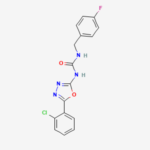 molecular formula C16H12ClFN4O2 B2911249 1-(5-(2-Chlorophenyl)-1,3,4-oxadiazol-2-yl)-3-(4-fluorobenzyl)urea CAS No. 1286713-92-5