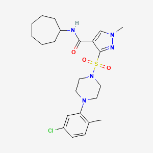 molecular formula C23H32ClN5O3S B2911252 N-(2,5-dimethylphenyl)-4-methyl-2-[(4-methylphenyl)amino]-1,3-thiazole-5-carboxamide CAS No. 1189421-69-9