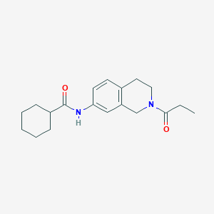 molecular formula C19H26N2O2 B2911256 N-(2-propionyl-1,2,3,4-tetrahydroisoquinolin-7-yl)cyclohexanecarboxamide CAS No. 955760-04-0