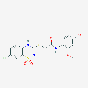 2-((7-chloro-1,1-dioxido-4H-benzo[e][1,2,4]thiadiazin-3-yl)thio)-N-(2,4-dimethoxyphenyl)acetamide