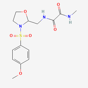 molecular formula C14H19N3O6S B2911264 N1-((3-((4-methoxyphenyl)sulfonyl)oxazolidin-2-yl)methyl)-N2-methyloxalamide CAS No. 868981-49-1