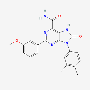 molecular formula C21H19N5O3 B2911265 9-(3,4-dimethylphenyl)-2-(3-methoxyphenyl)-8-oxo-8,9-dihydro-7H-purine-6-carboxamide CAS No. 898442-73-4