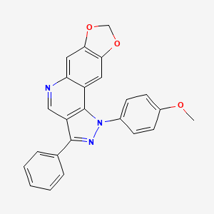 molecular formula C24H17N3O3 B2911319 1-(4-methoxyphenyl)-3-phenyl-1H-[1,3]dioxolo[4,5-g]pyrazolo[4,3-c]quinoline CAS No. 932488-72-7
