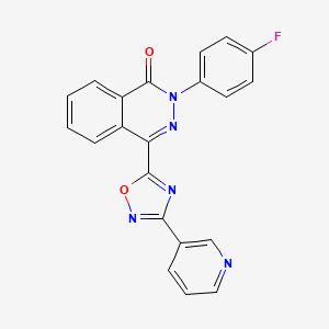 molecular formula C21H12FN5O2 B2911321 2-(4-fluorophenyl)-4-(3-pyridin-3-yl-1,2,4-oxadiazol-5-yl)phthalazin-1(2H)-one CAS No. 1207008-22-7