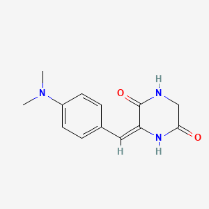 molecular formula C13H15N3O2 B2911325 3-{[4-(Dimethylamino)phenyl]methylene}tetrahydro-2,5-pyrazinedione CAS No. 313951-83-6