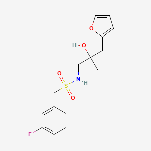 molecular formula C15H18FNO4S B2911331 1-(3-fluorophenyl)-N-(3-(furan-2-yl)-2-hydroxy-2-methylpropyl)methanesulfonamide CAS No. 1788530-82-4
