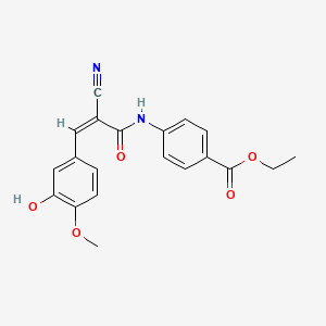 molecular formula C20H18N2O5 B2911352 Ethyl 4-[[(Z)-2-cyano-3-(3-hydroxy-4-methoxyphenyl)prop-2-enoyl]amino]benzoate CAS No. 358757-67-2